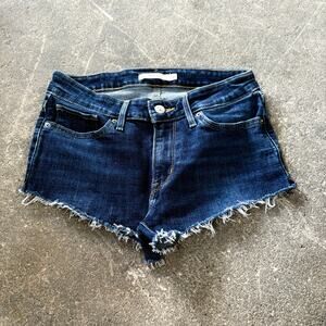 Levi's Cut Off Denim Jean Shorts Womens 27 Blue Dark Faded 2" Waist 26